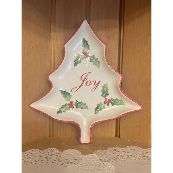 Vintage Ceramic Christmas Tree-Shaped Serving Dish Andrea by Sadek Joy - Picture 1 of 5